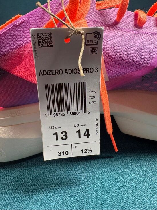 adidas Adizero Adios Pro 3 Mens Size 13 NWT Marathon Running Shoes Pulse Lilac main image 4